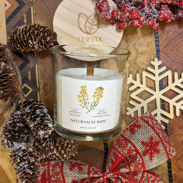 ILUVIGADEGA Lõhnatu rapsivahast küünal puidust tahiga